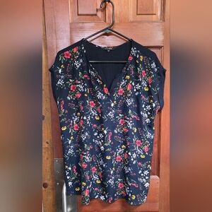 Papermoon Navy Floral Blouse with Multicolor Accents